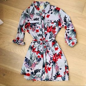 Floral button up blouse dress